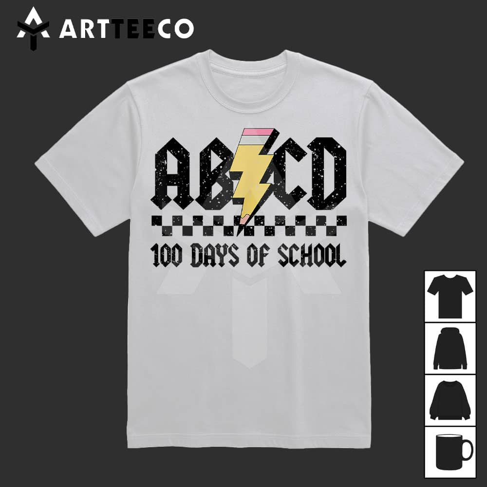 100th Day 100 Days Of School Abcd Teachers Rock Boys Girls T shirt1