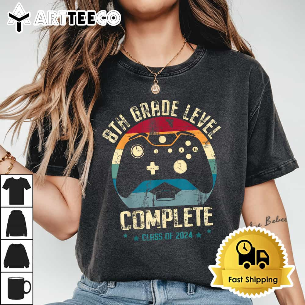 8th Grade Level Complete Gamer Class Of 2024 Graduation Boy T Shirt1