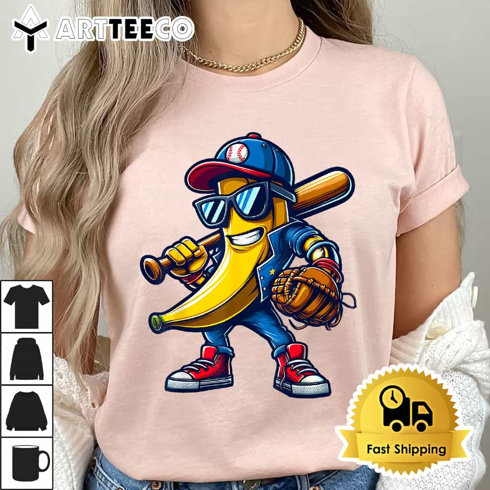 Banana Playing Baseball Fruit Lover Funny Baseball Player T Shirt1