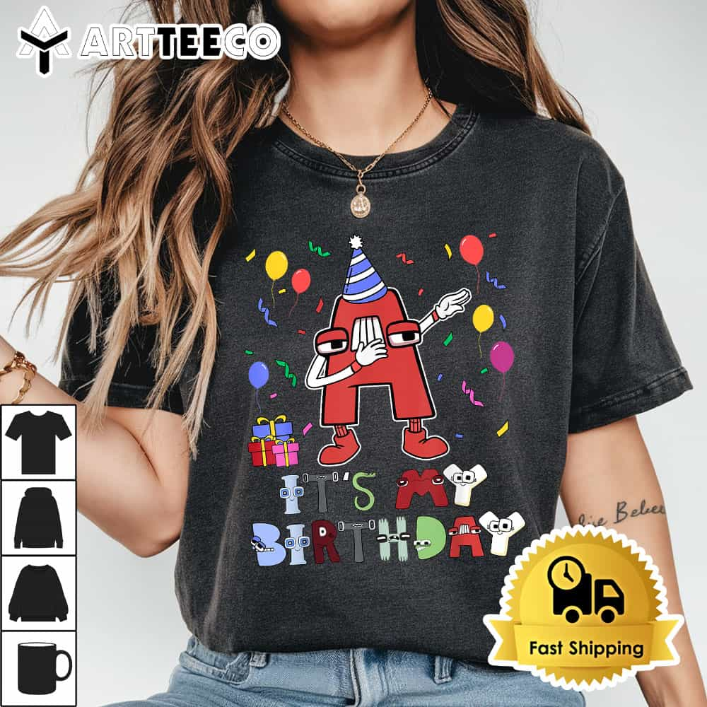 Funny Dabbing Lore Alphabet Its My Birthday for Kids Boys T Shirt1