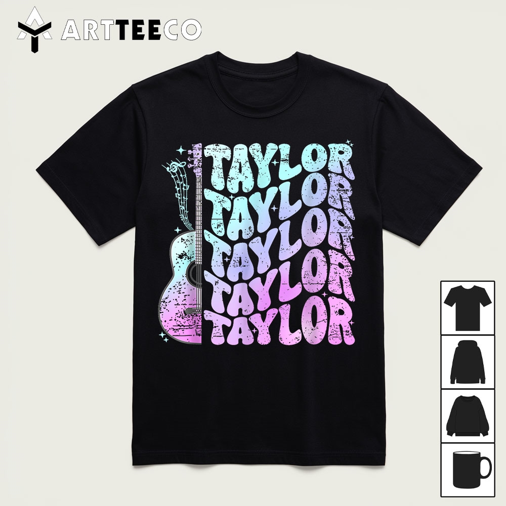 Girl Retro TAYLOR First Name Personalized Groovy Birthday T Shirt1