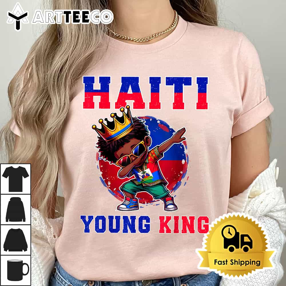 Haiti Young King Haiti Flag Melanin for Black Boys Kids T Shirt1