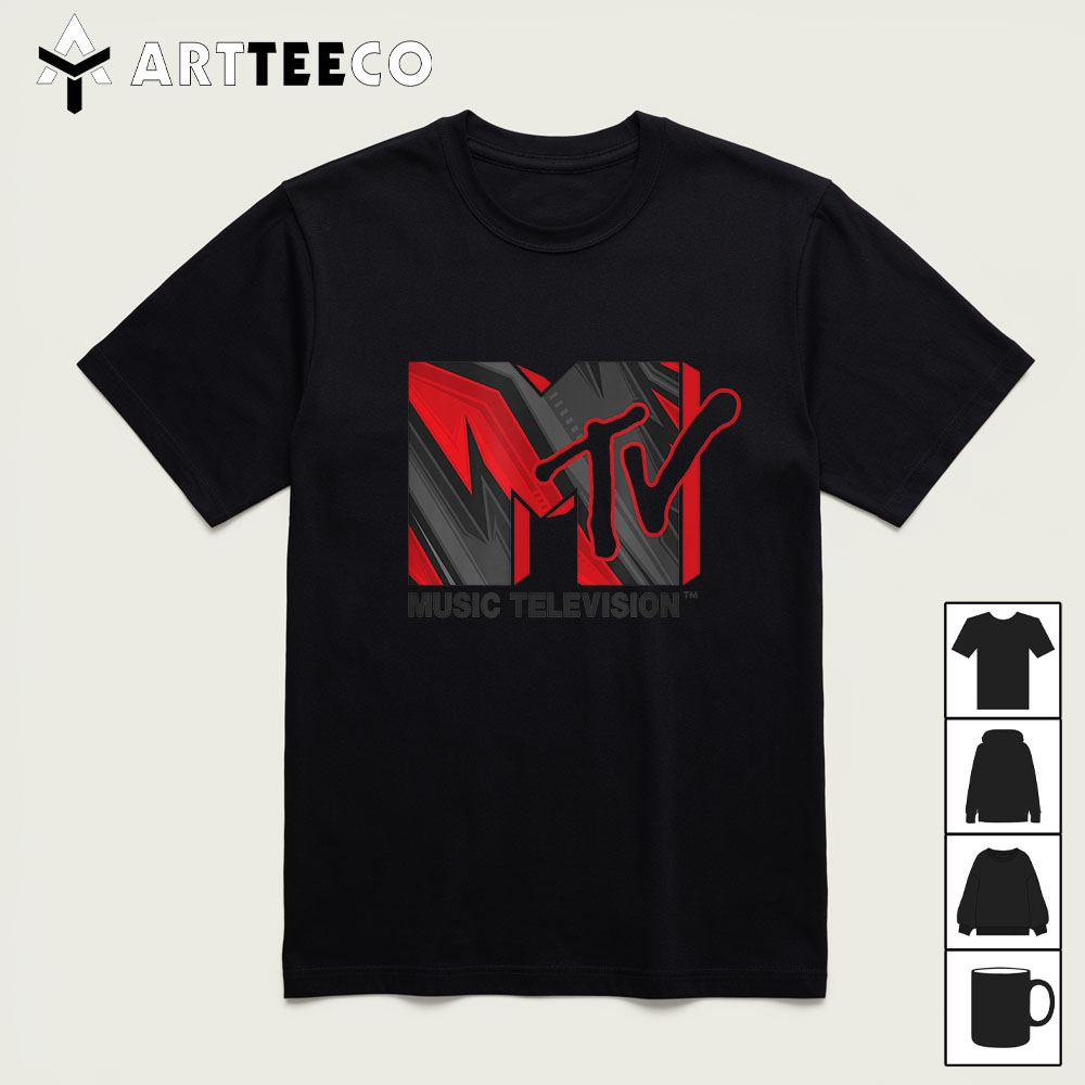 Mademark x MTV Official MTV Red Grey and Black Hard Rock Music Television T Shirt1