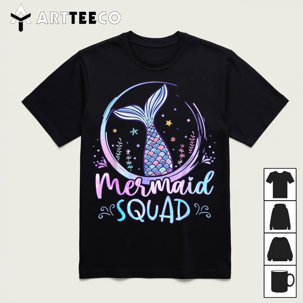 Mermaid Birthday Squad Party Girls Women Mermaid T Shirt1