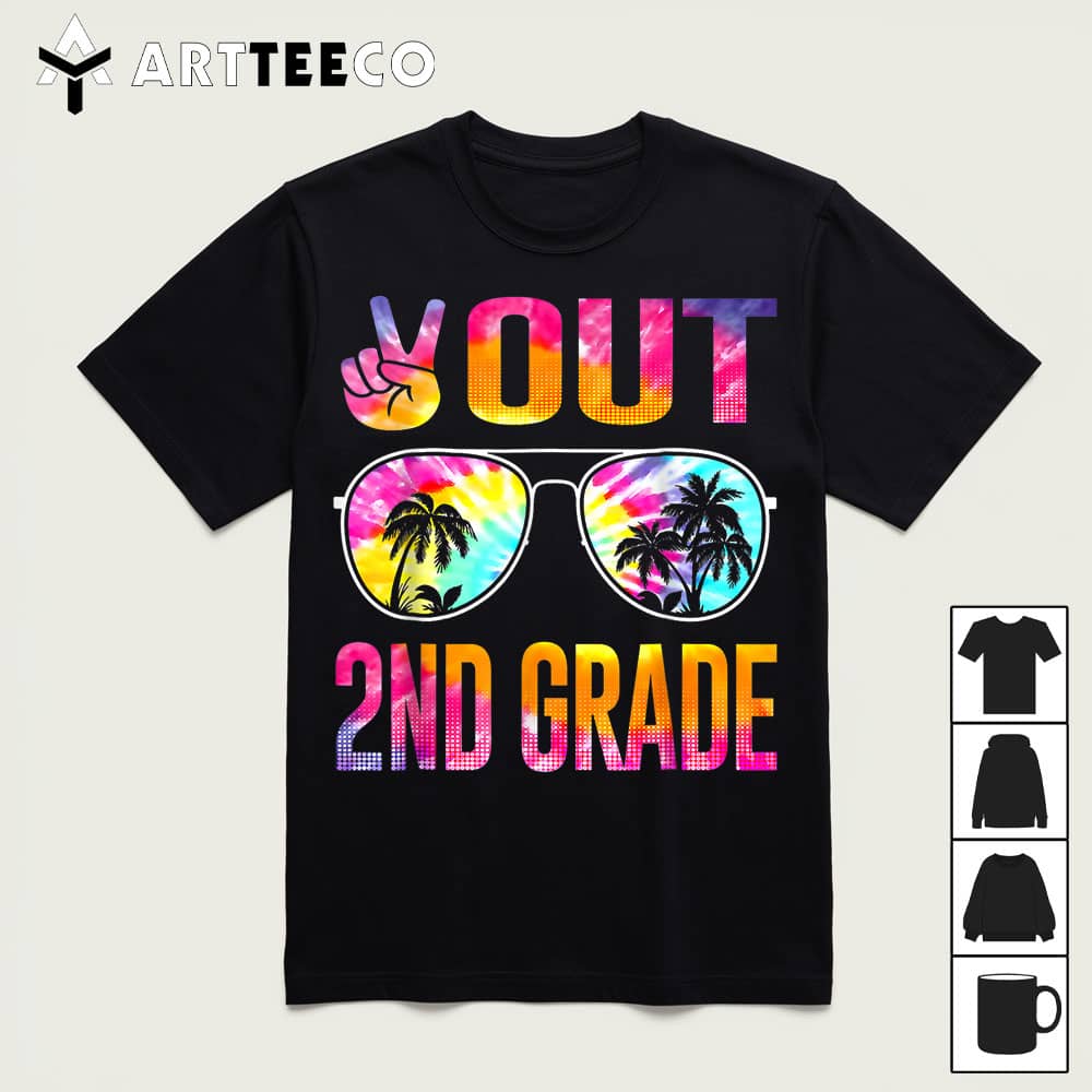 Peace Out 2nd Grade Tie Dye Graduation Last Day Of School T Shirt1