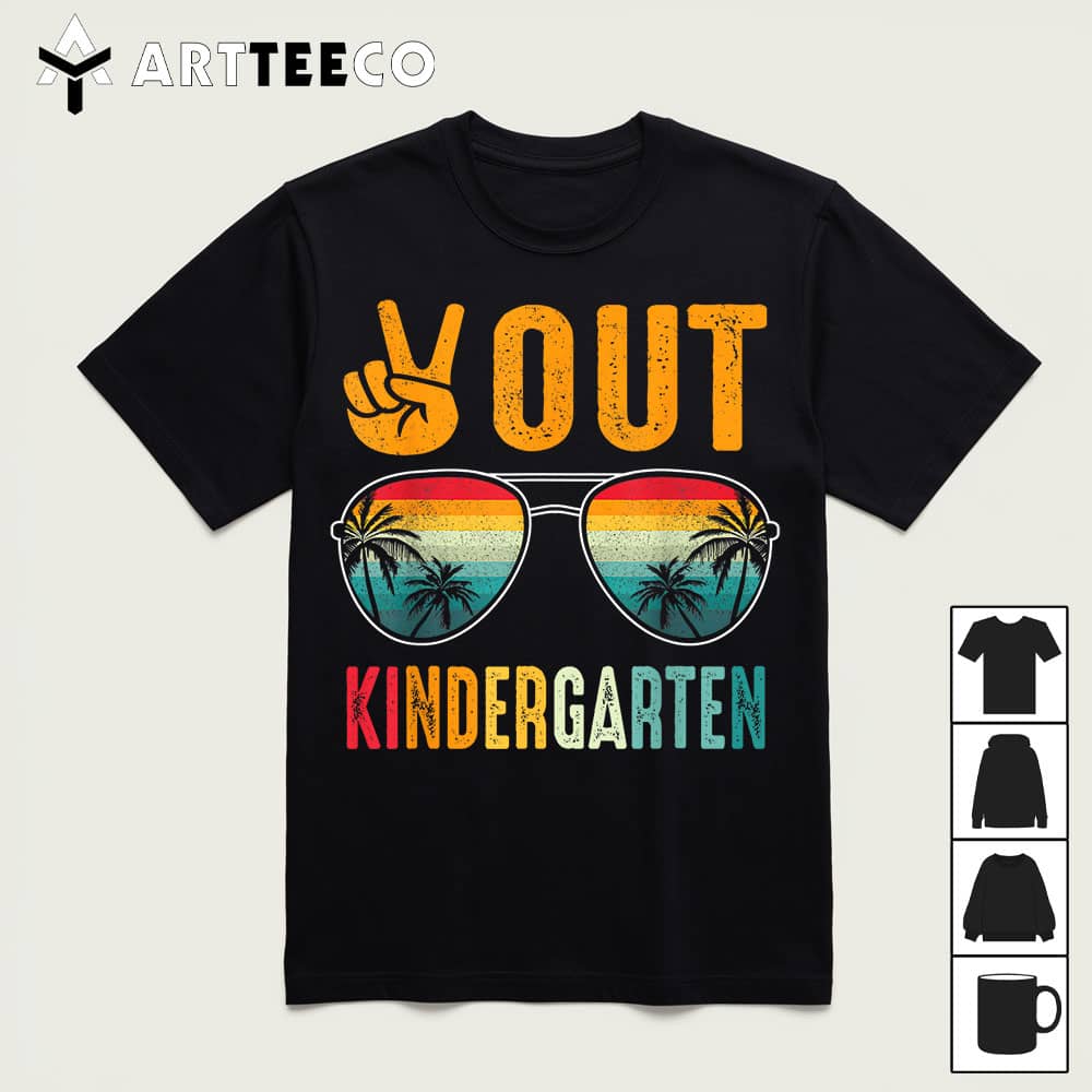 Peace Out Kindergarten Graduation Class Of 2024 Boy Girl Kid T Shirt1