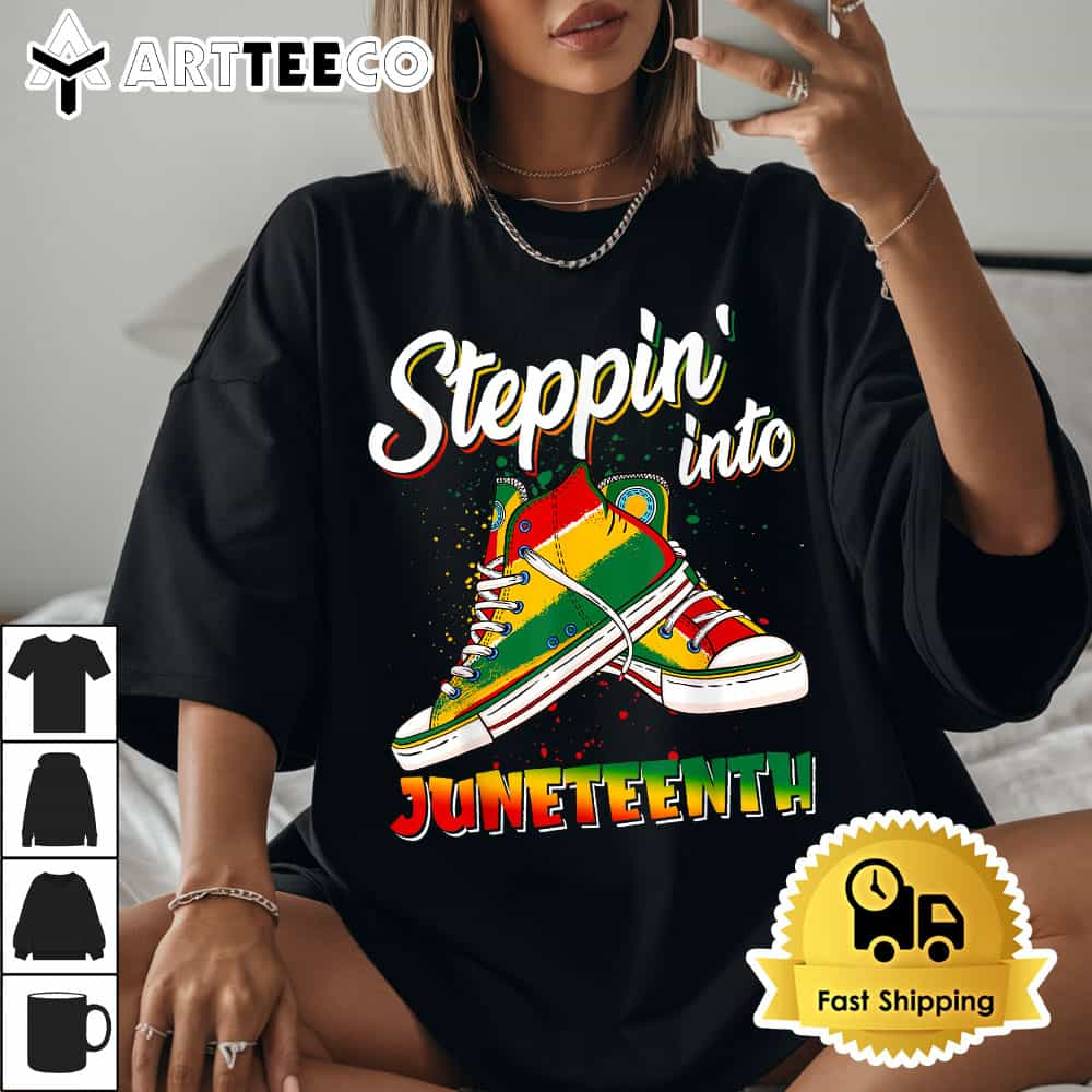 Stepping Into Juneteenth Afro Woman Black Girls Sneakers Men T Shirt 11