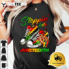 Stepping into juneteenth Afro Woman Black Girls Sneakers men T Shirt3