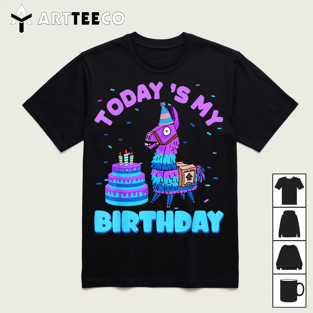 Todays My Birthday Llama Boy Family Party Decorations T Shirt1