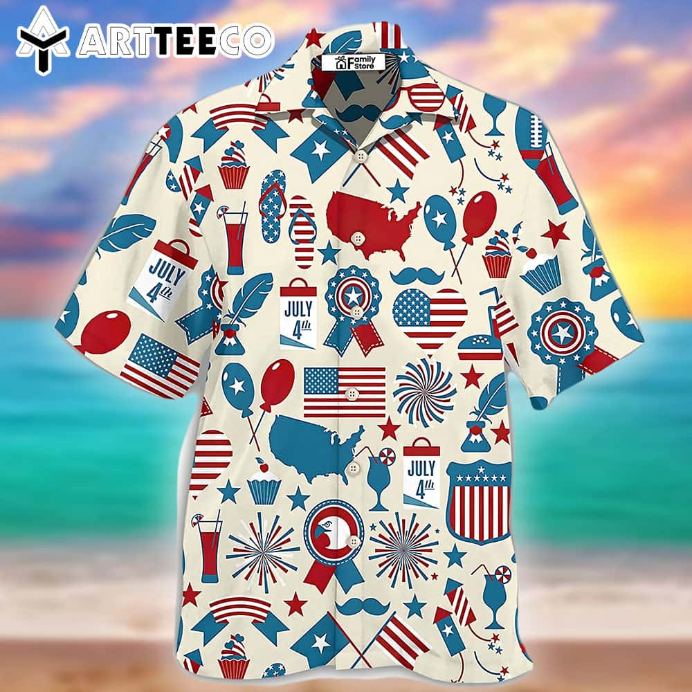 America Independence Day Fourth Of July Independence Day Symbols Hawaiian Shirt