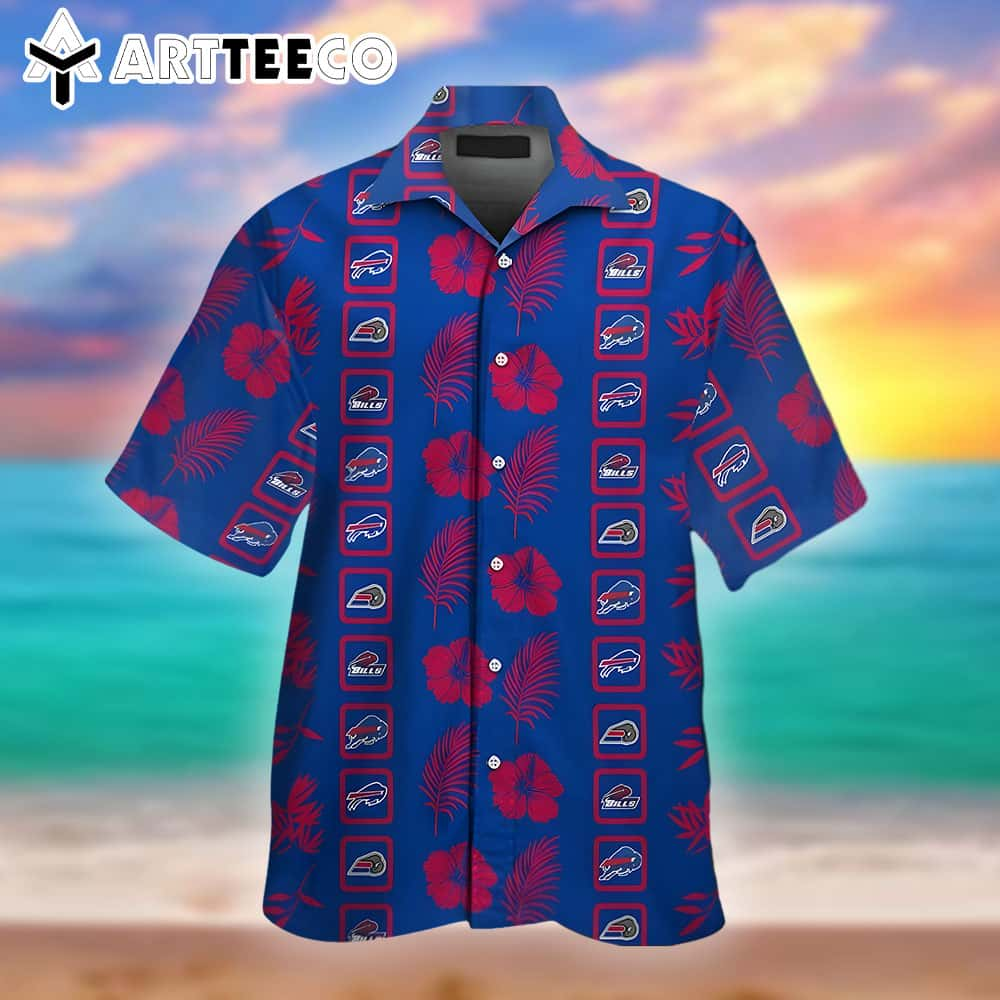 Buffalo Bills Short Sleeve Button Up Hawaiian Tropical Shirt Deluxe