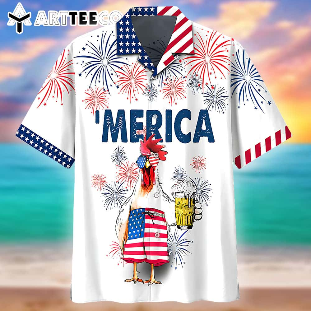 Chicken Hawaiian Shirt Independence Day Is Coming