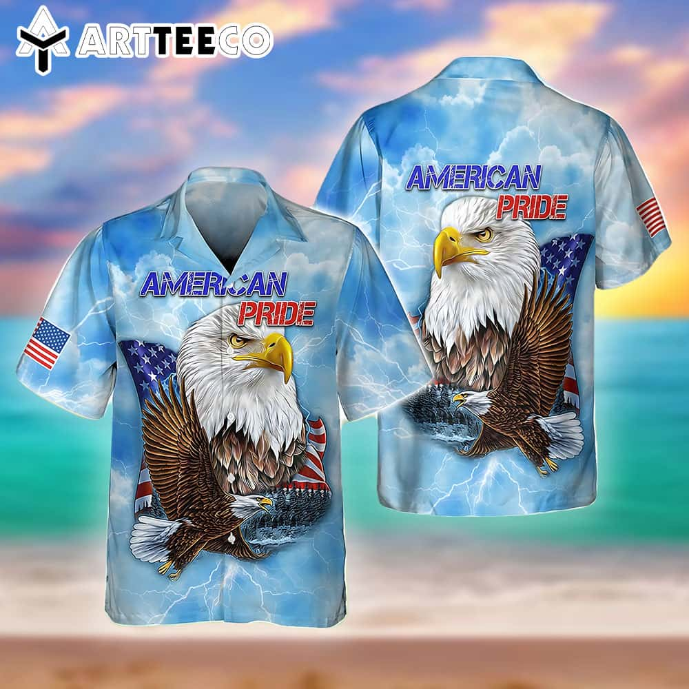 Happy Independence Day American Pride Eagle All 3d Printed Hawaiian Shirt