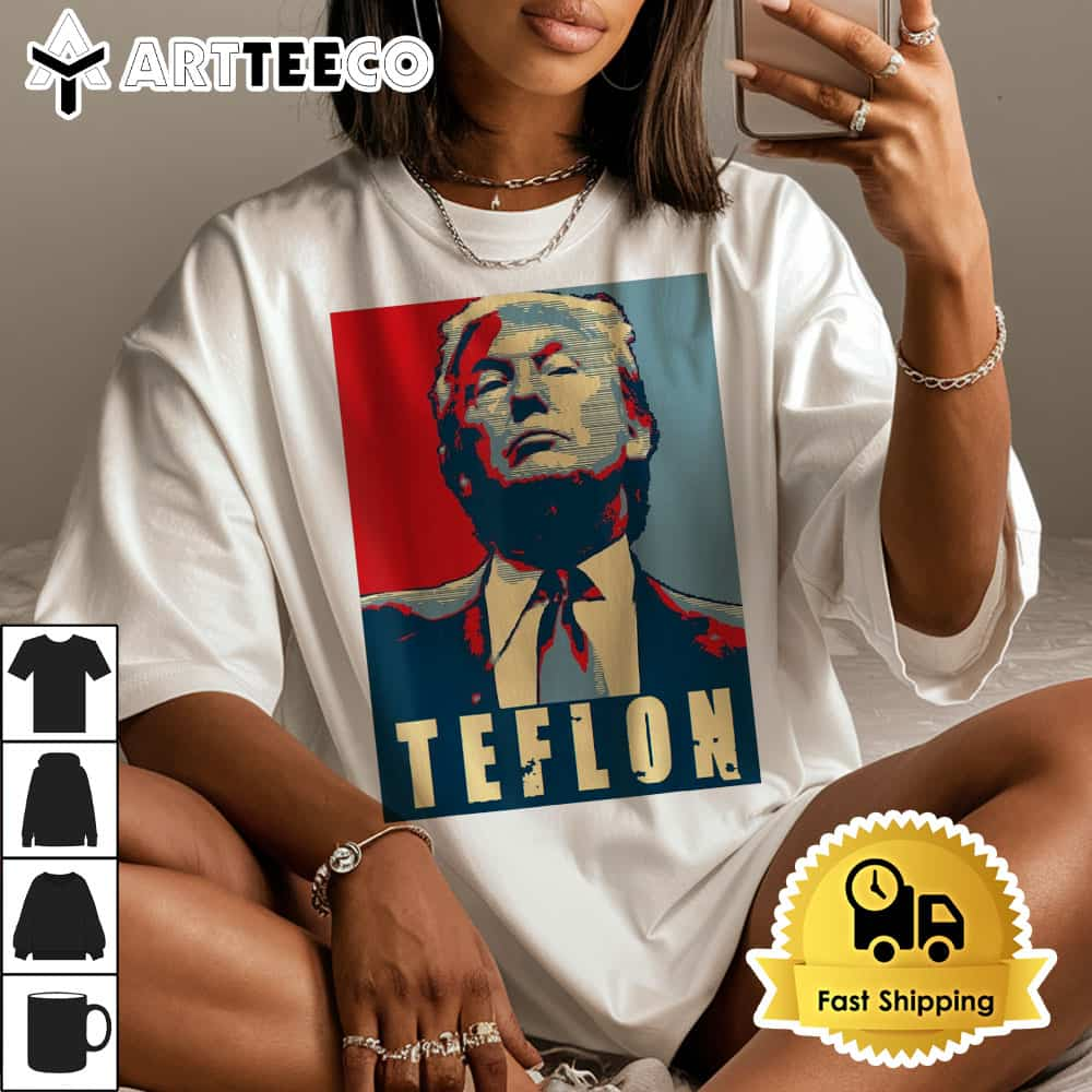 MAGA Teflon Don funny Trump 2024 retro art deco design T Shirt1