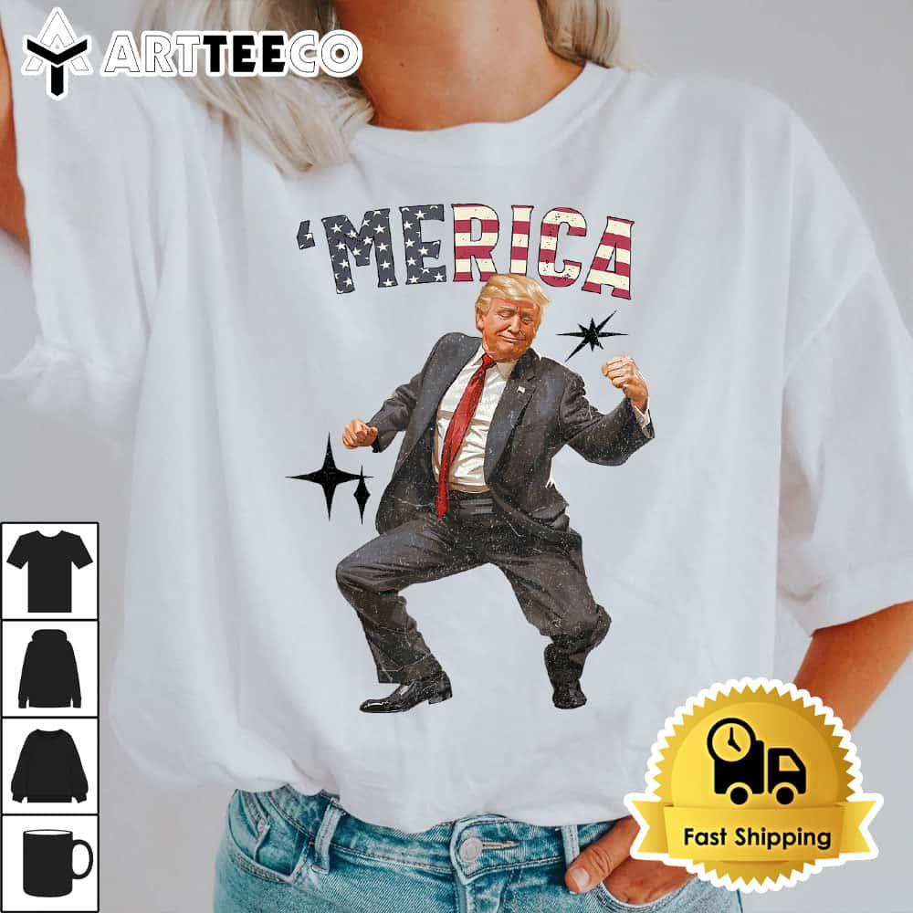 MERICA TRUMP Happy 4th Of July Trump American Flag Gifts T Shirt1