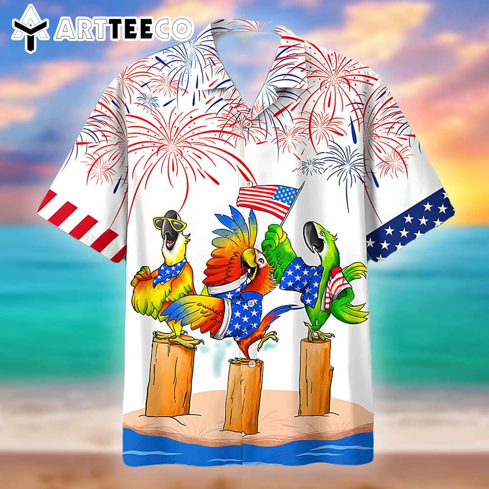 Parrot Trendy Hawaiian Shirts Independence Day Is Coming Usa Patriotic Trendy Hawaiian Shirt