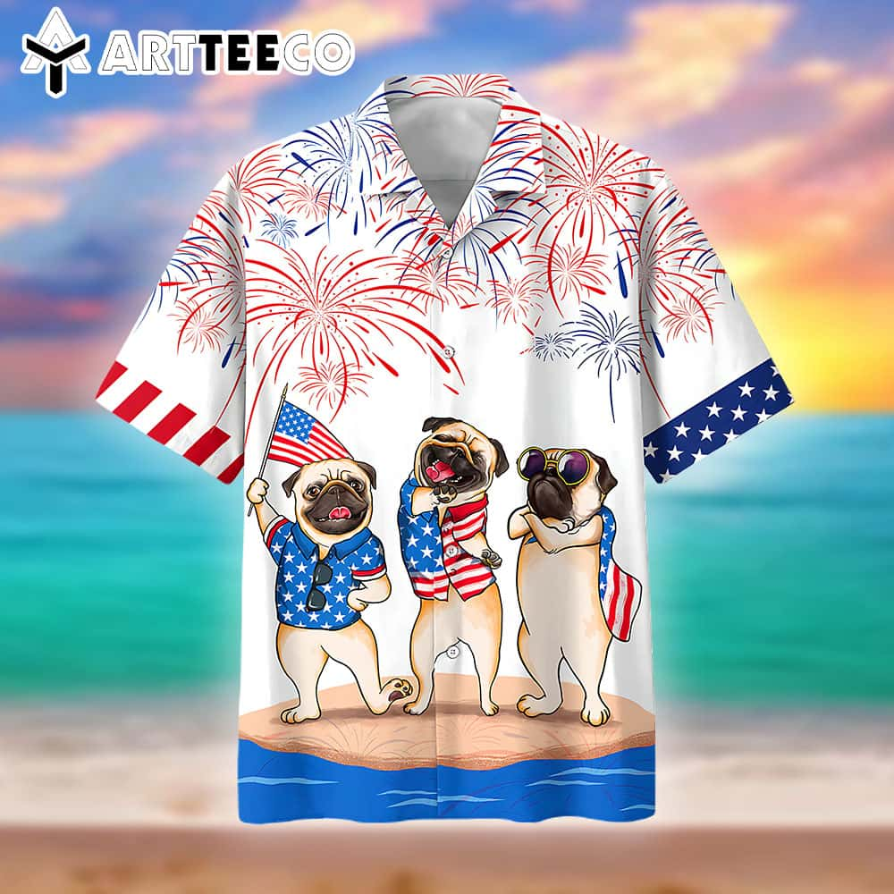 Pug 4th Of July Trendy Hawaiian Shirt Independence Day Is Coming Usa Patriotic Trendy Hawaiian Shirt