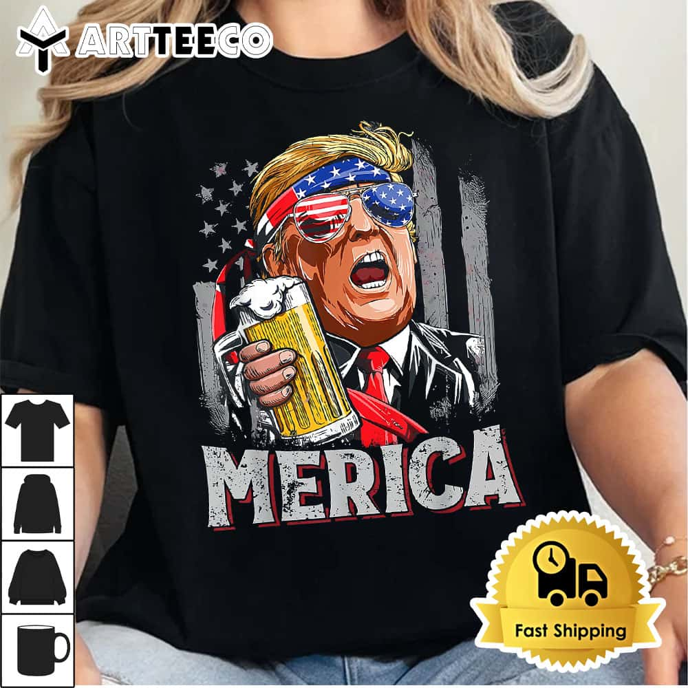 Trump MERICA Make 4th of July Great Again Men Drinking Beer T Shirt1