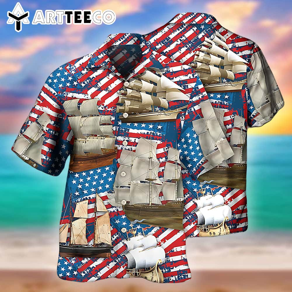 Unisex Sailing America Independence Day Trendy Hawaiian Shirts