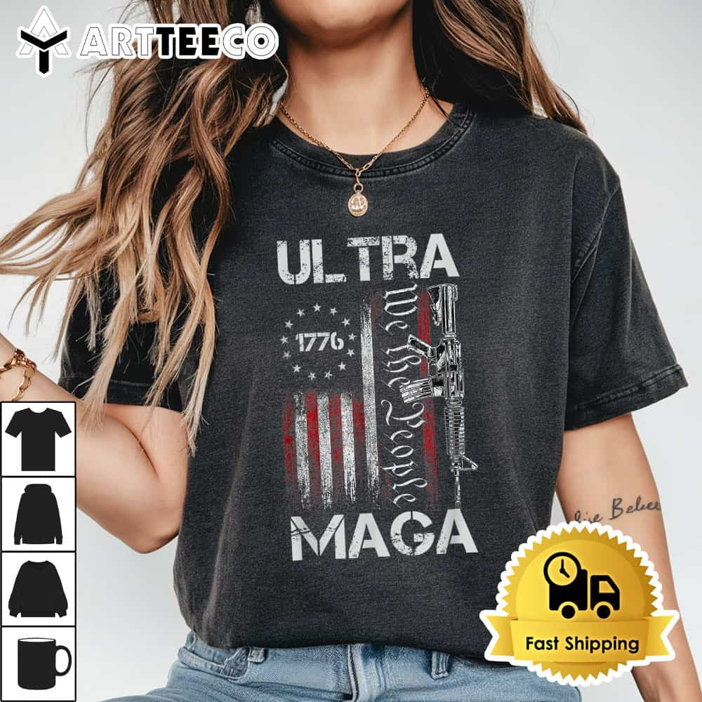 Vinate USA Flag Ultra Maga Gun USA 4th Of July Trump 2024 T Shirt1