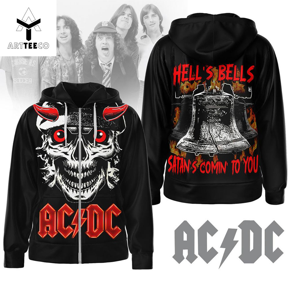 Ac Dc Hell Bells Satans Comin To You Zip Hoodie