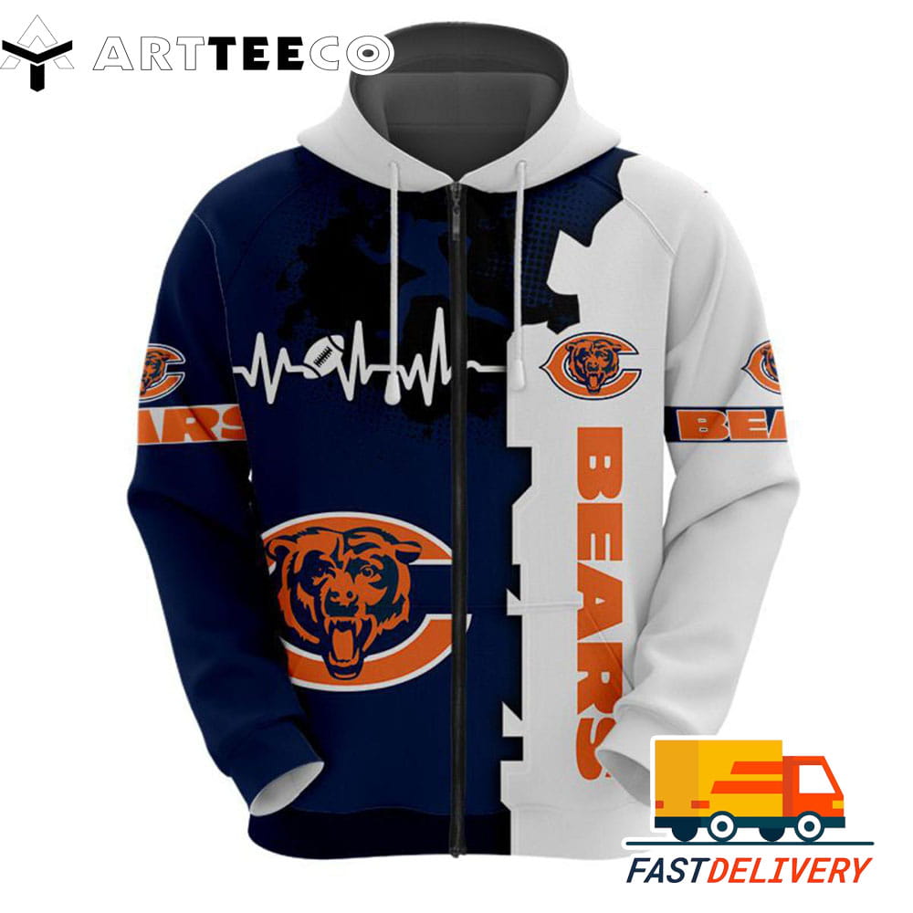 Chicago Bears Heartbeat Graphic 3D Shirt Unique gifts For Fans All Over Print