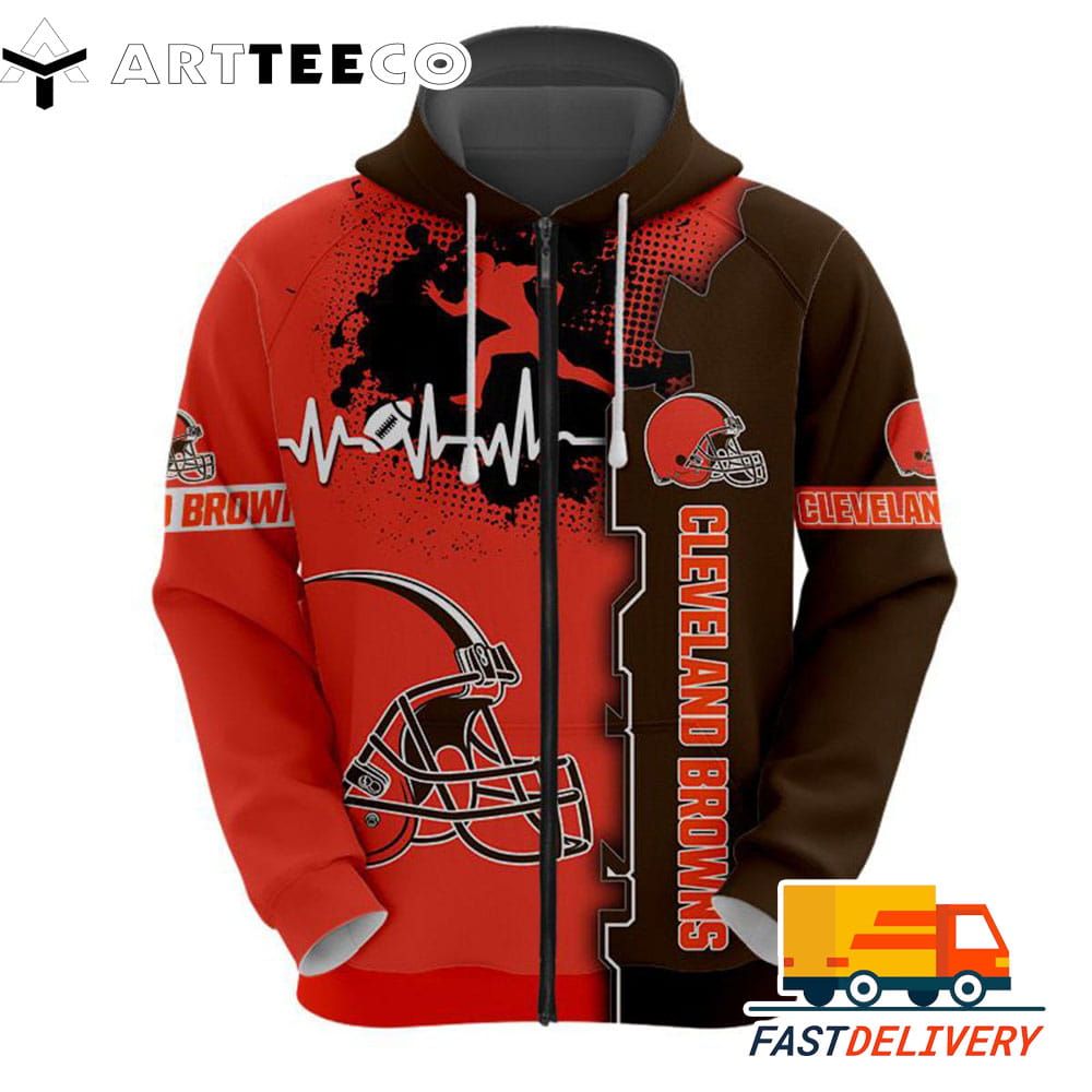 Cleveland Browns Heartbeat Graphic 3D Shirt Unique gifts For Fans All Over Print