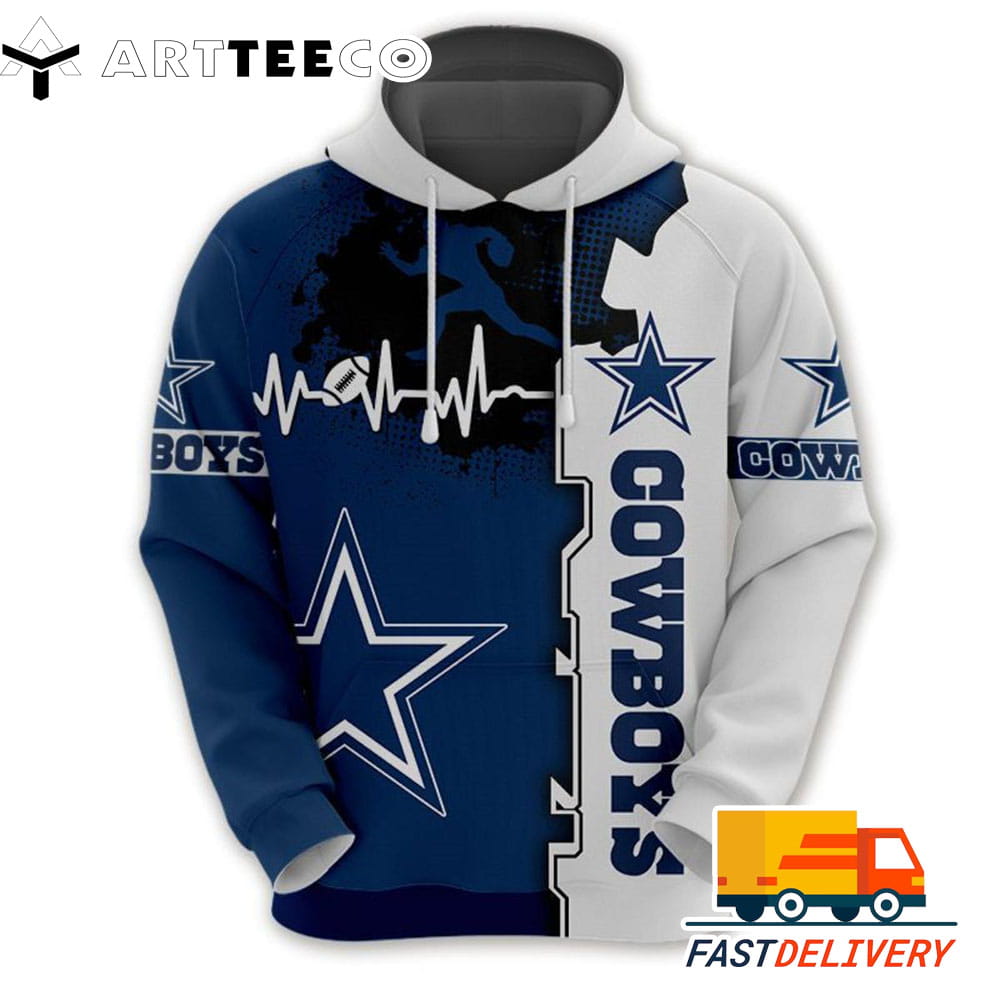 Dallas Cowboys Heartbeat Graphic 3D Shirt Unique gifts For Fans All Over Print