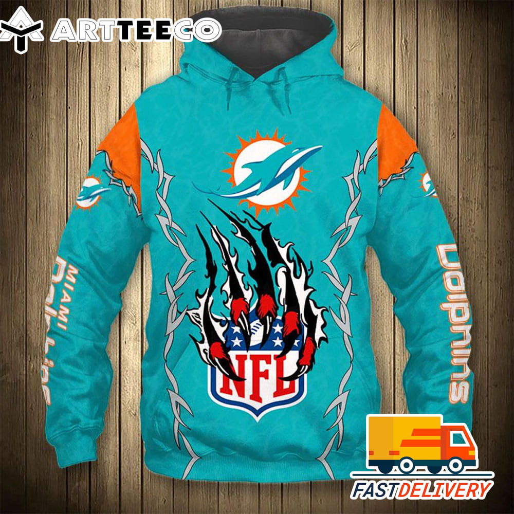 Miami Dolphins Style Monster Claws 3D Shirt Unique gifts For Fans All Over Print