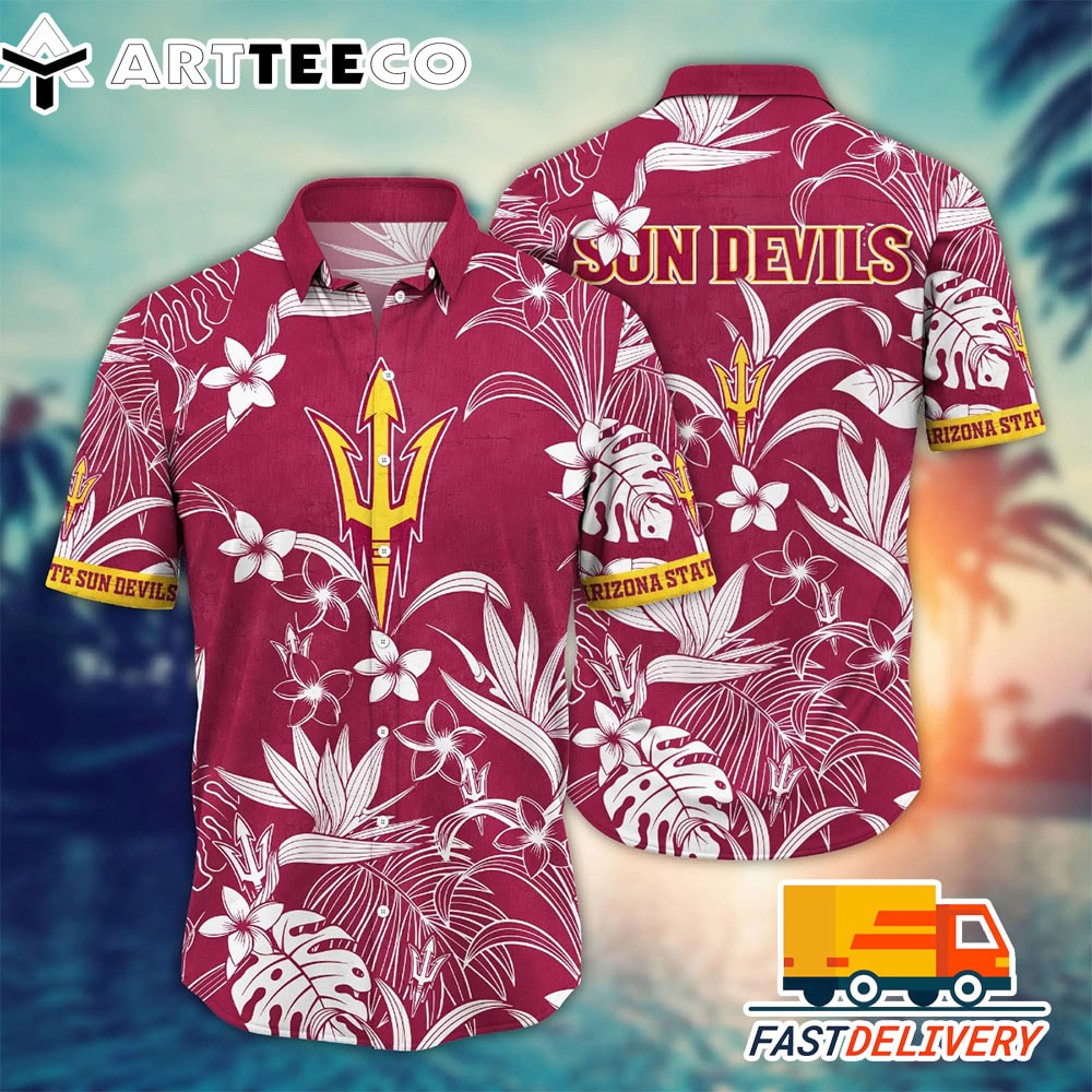 NCAA Arizona State Sun Devils Hawaiian Shirt Tropical Flower Gift For Fans Football Lover