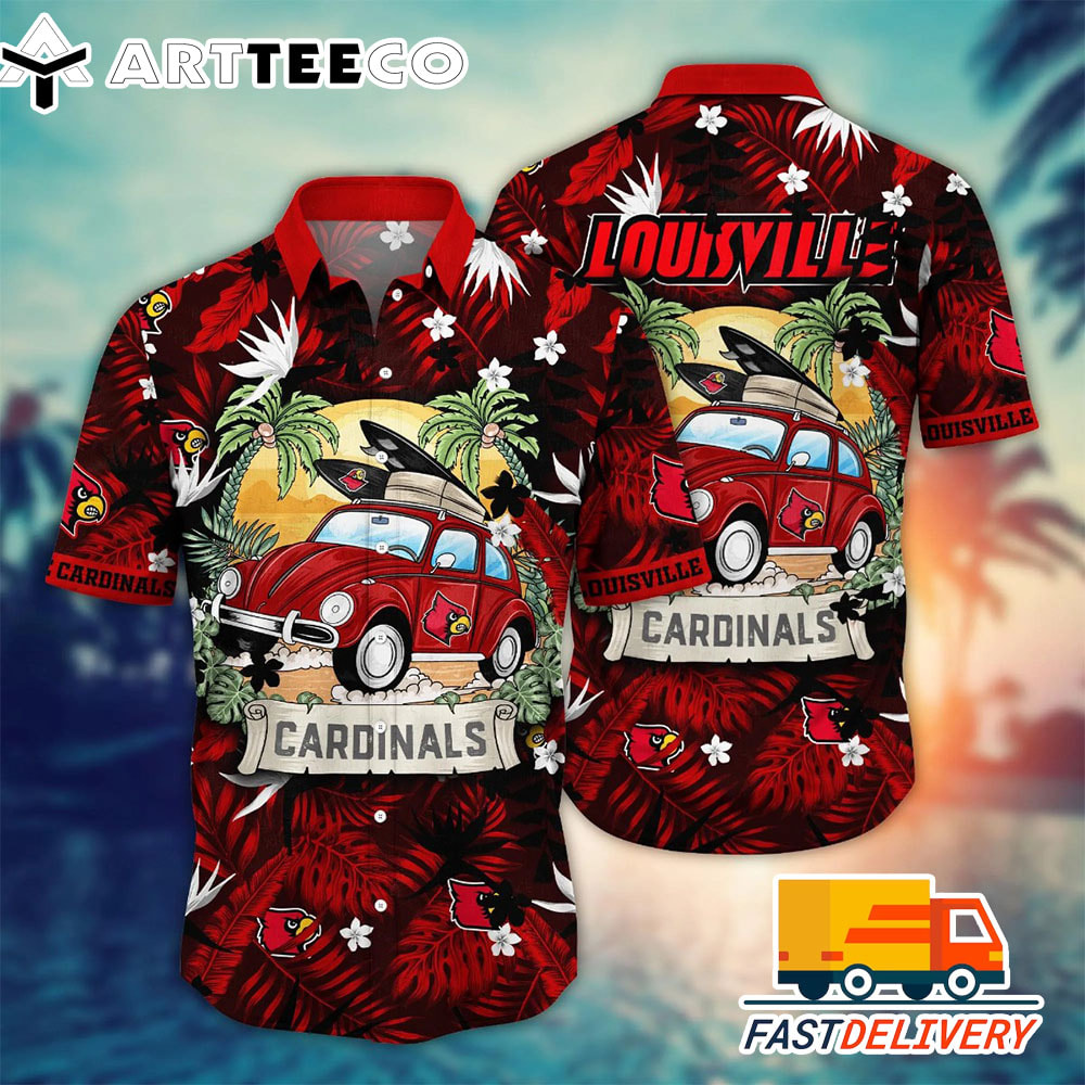 NCAA Louisville Cardinals Hawaiian Shirt Vacation Gift For Fans Football Lover