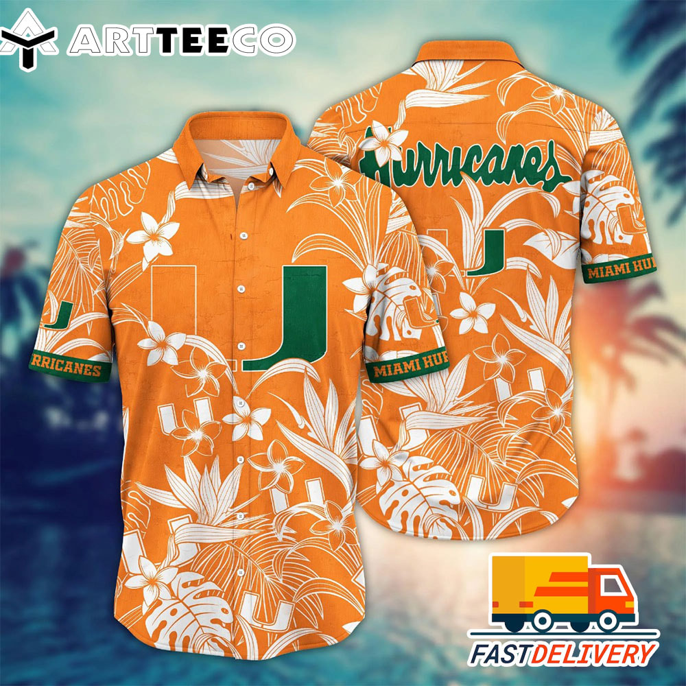 NCAA Miami Hurricanes Hawaiian Shirt Tropical Flower Gift For Fans Football Lover