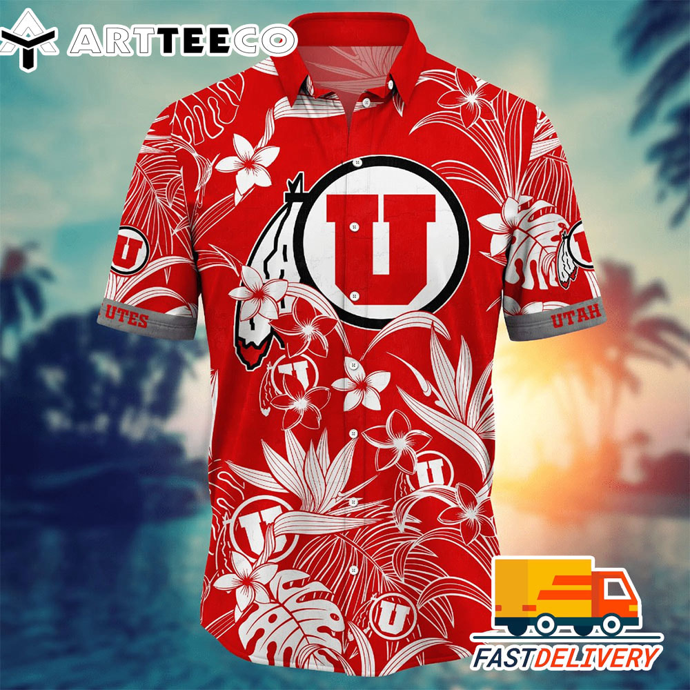 NCAA Utah Utes Hawaiian Shirt Tropical Tree Gift For Fans Football Lover