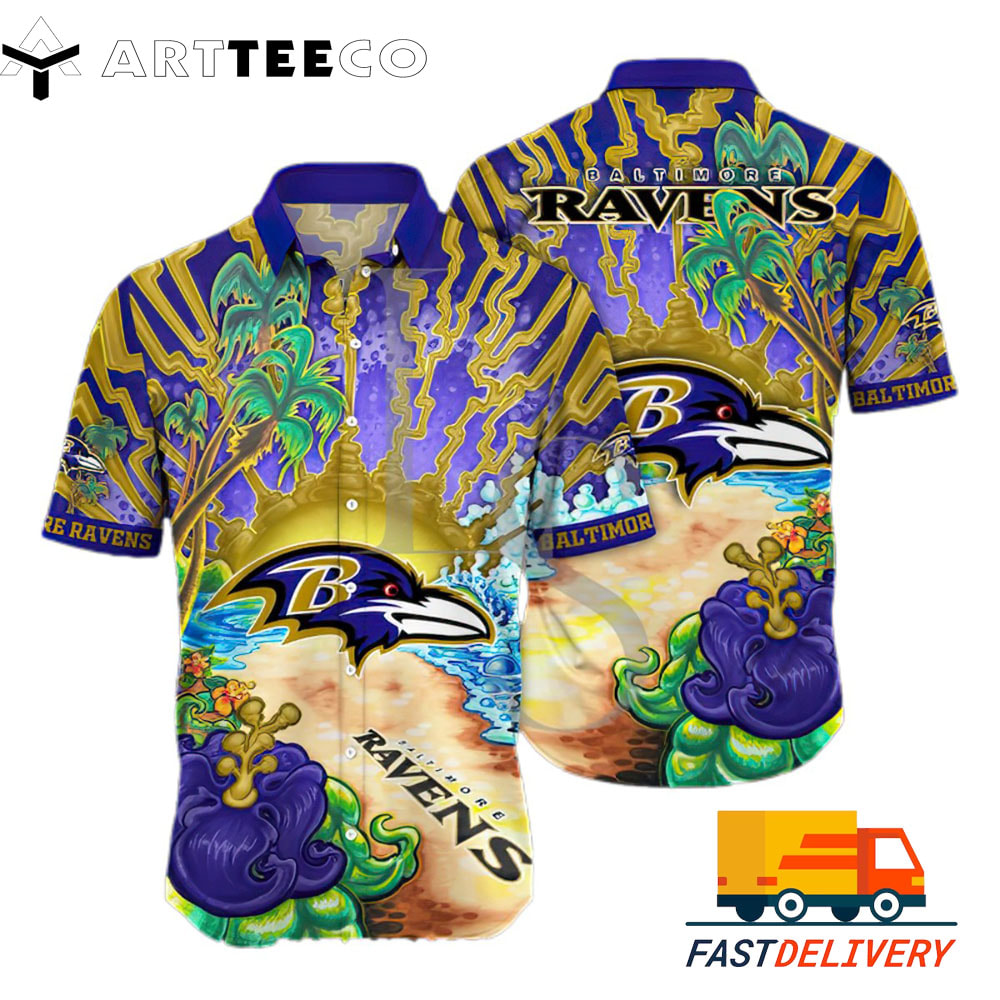 NFL Baltimore Ravens Hawaiian Shirt Style Beach Gift For Fans Football Lover