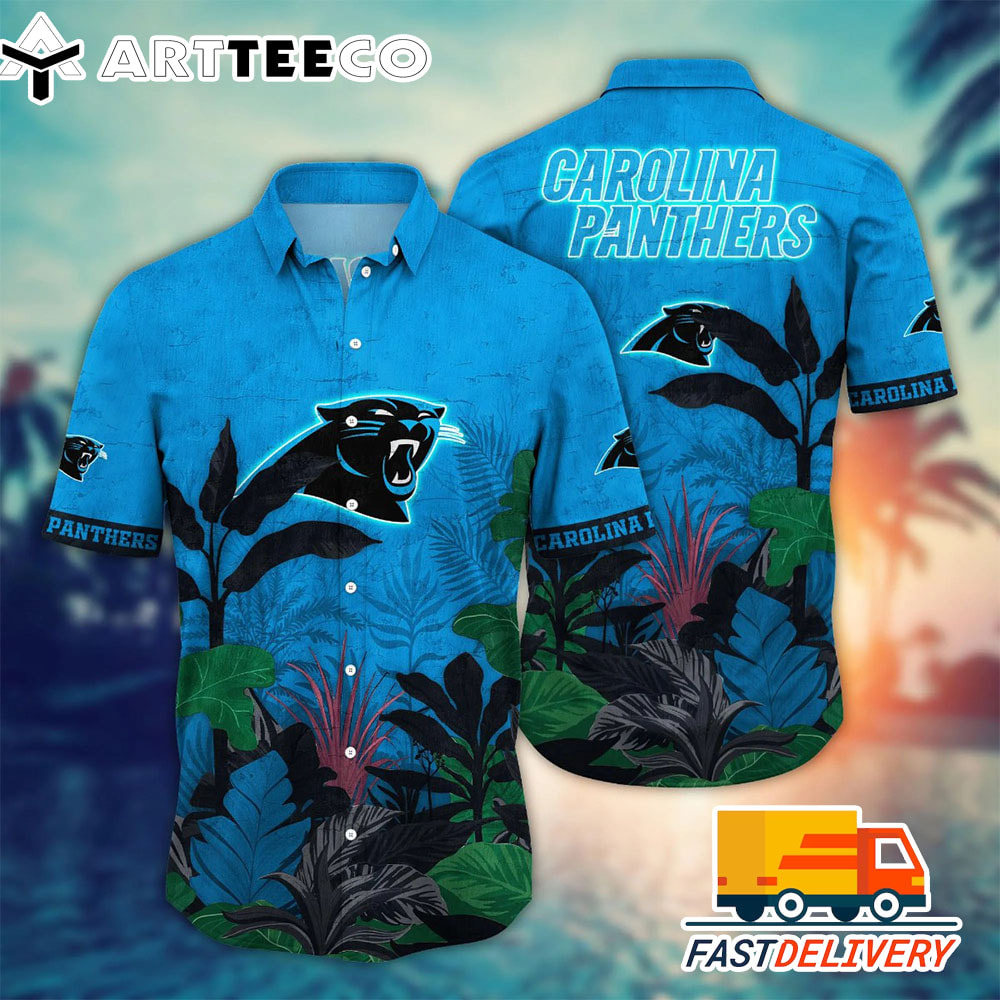 NFL Carolina Panthers Hawaiian Shirt Style Tropical Tree Gift For Fans Football Lover