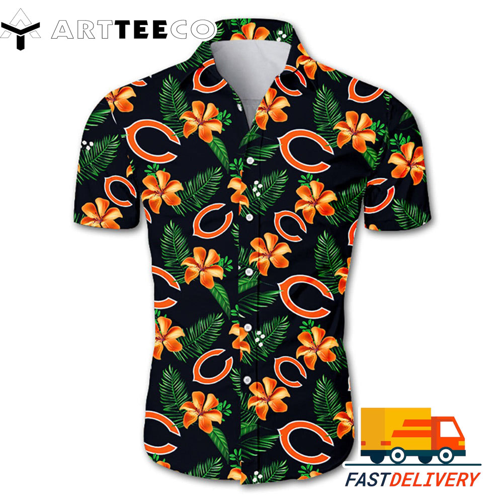 NFL Chicago Bears Hawaiian Shirt Flower Gift For Fans Football Lover