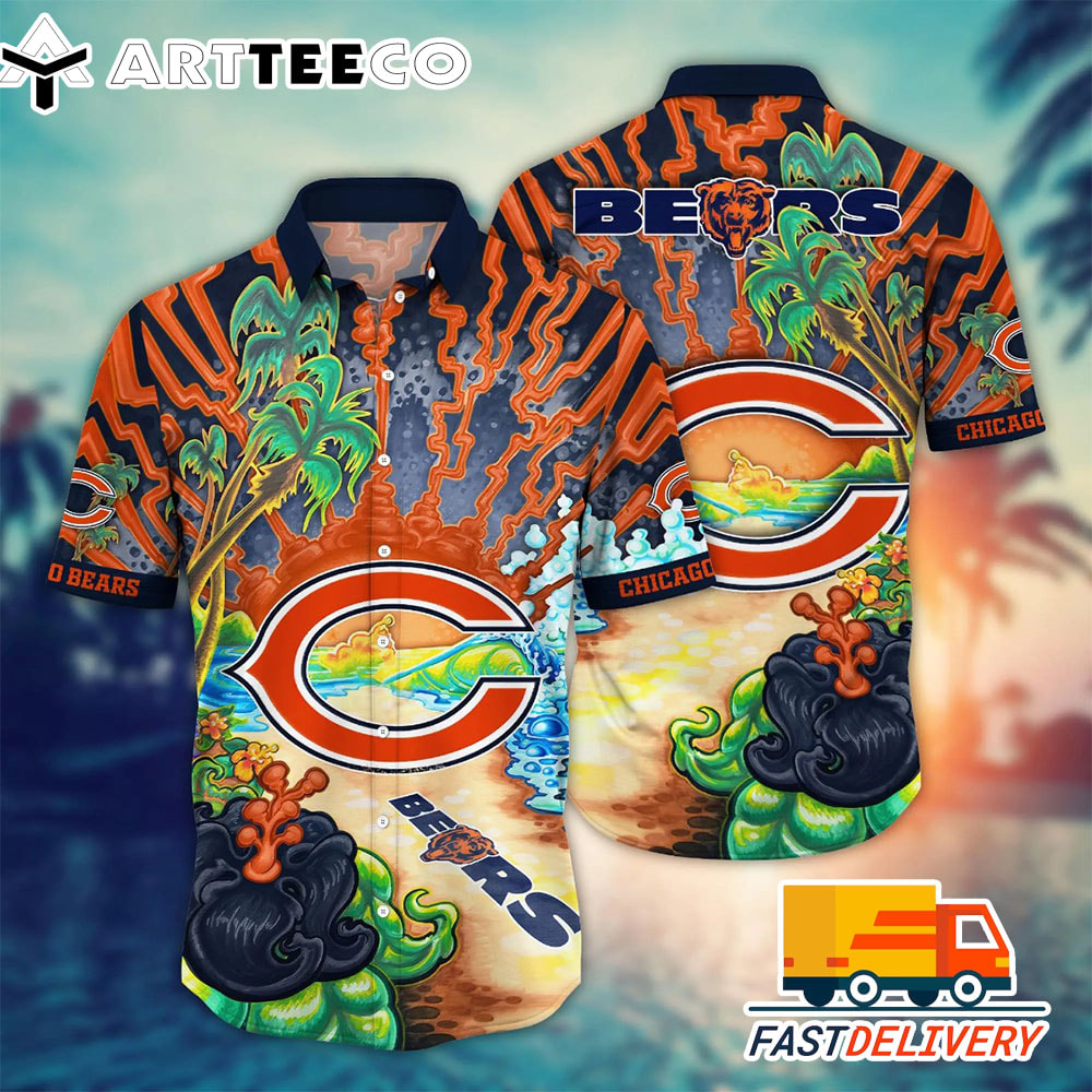 NFL Chicago Bears Hawaiian Shirt Style Beach Gift For Fans Football Lover