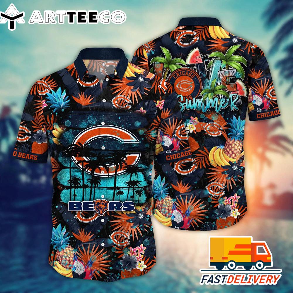 NFL Chicago Bears Hawaiian Shirt Style Tropical Fruit Gift For Fans Football Lover