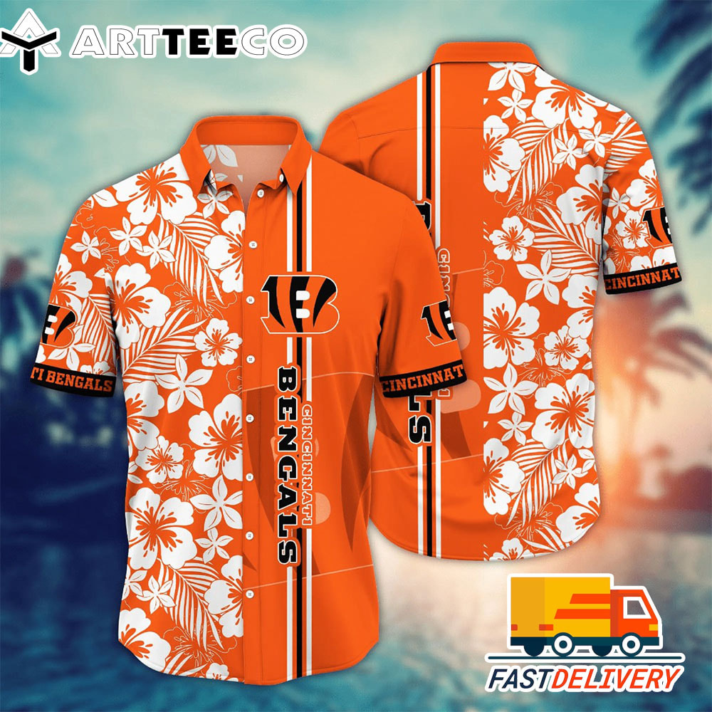 NFL Cincinnati Bengals Hawaiian Shirt Style Half Flower Gift For Fans Football Lover