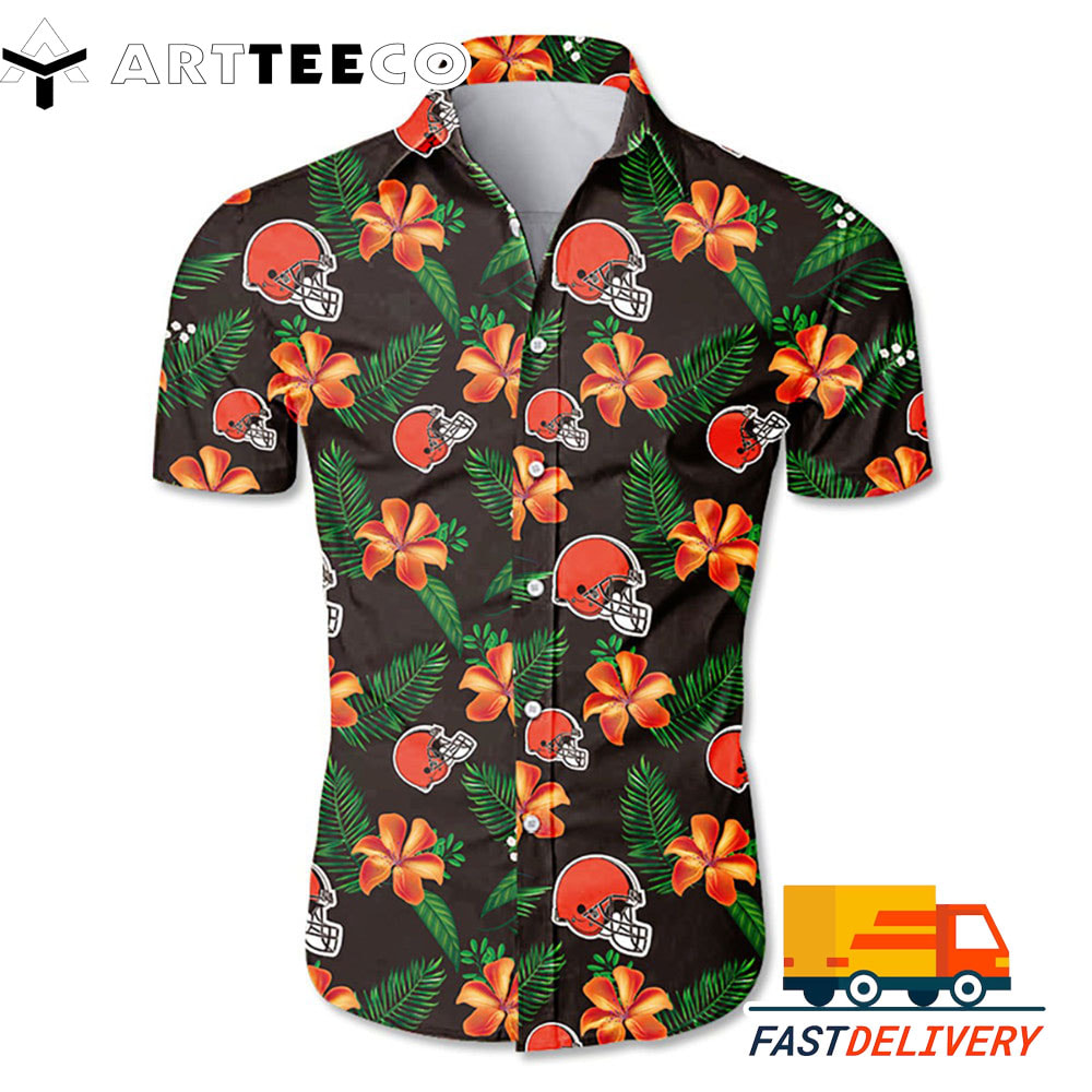 NFL Cleveland Browns Hawaiian Shirt Flower Gift For Fans Football Lover