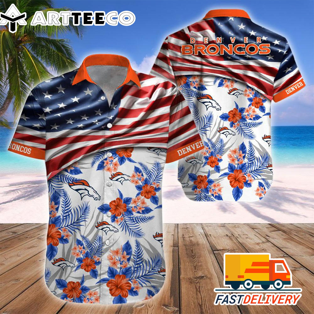 NFL Denver Broncos Hawaiian Shirt Flag Us Style Gift For Fans Football Lover