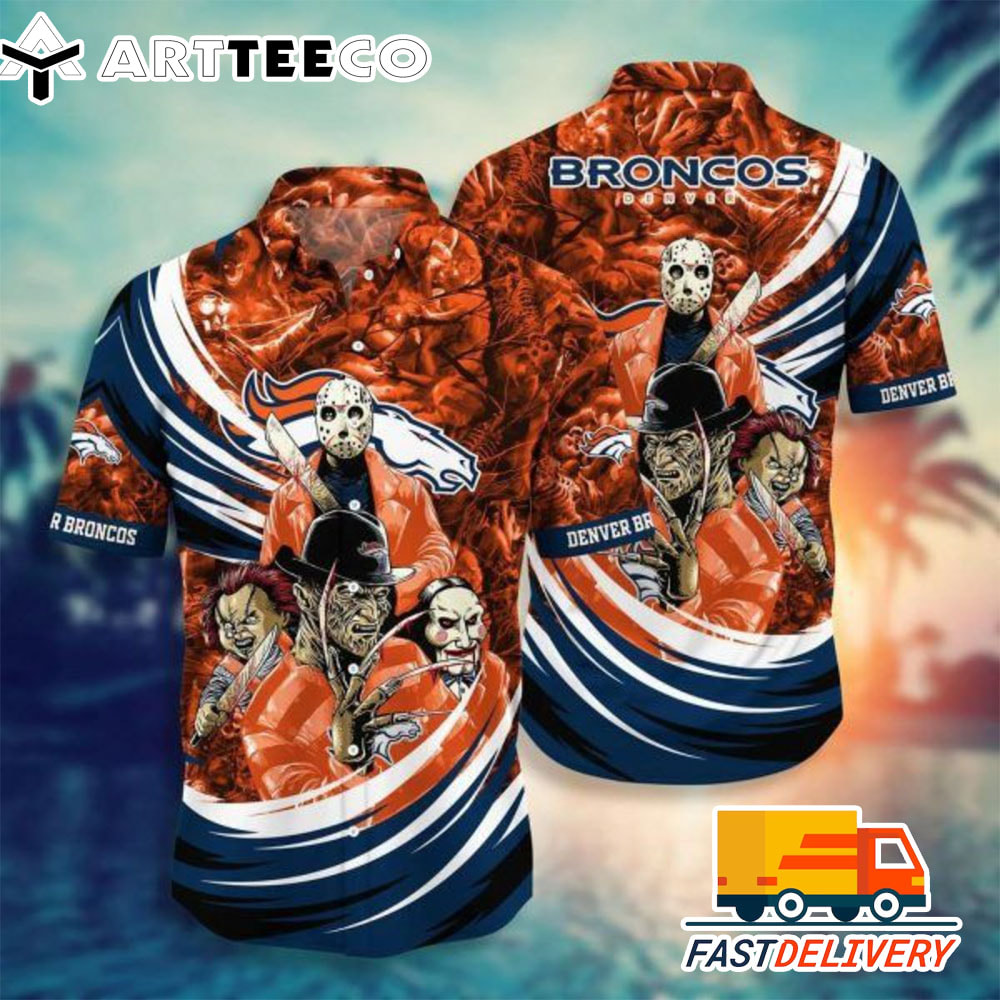 NFL Denver Broncos Hawaiian Shirt Halloween Horror Gift For Fans Football Lover