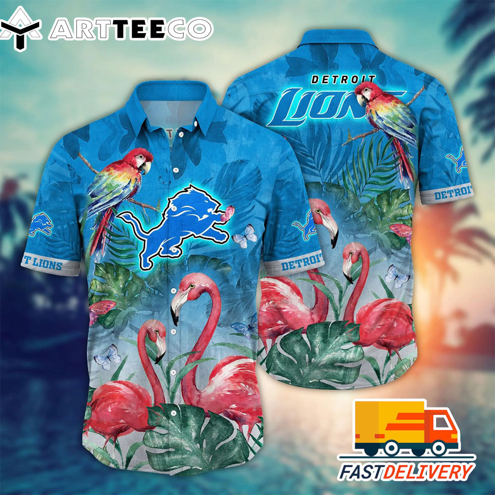 NFL Detroit Lions Hawaiian Shirt Style Flamingo Gift For Fans Football Lover