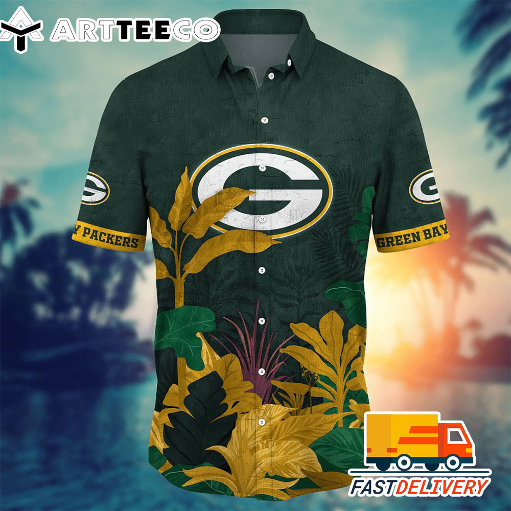 NFL Green Bay Packers Hawaiian Shirt Tropical Tree Gift For Fans Football Lover