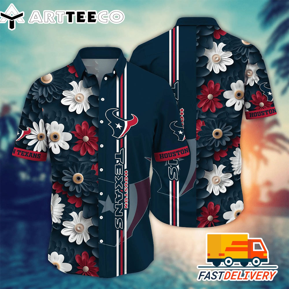 NFL Houston Texans Hawaiian Shirt Big Flower Tropical Gift For Fans Football Lover