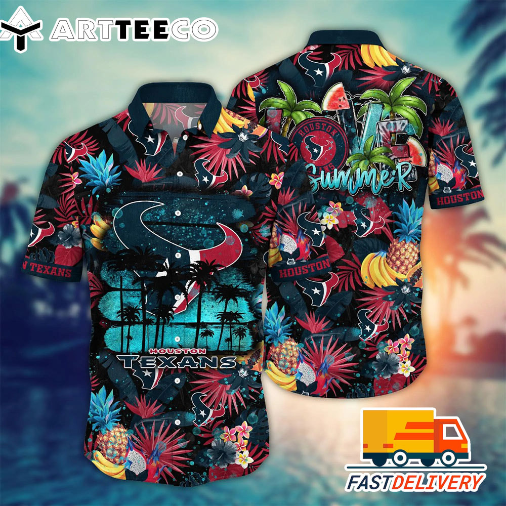 NFL Houston Texans Hawaiian Shirt Tropical Fruit Gift For Fans Football Lover