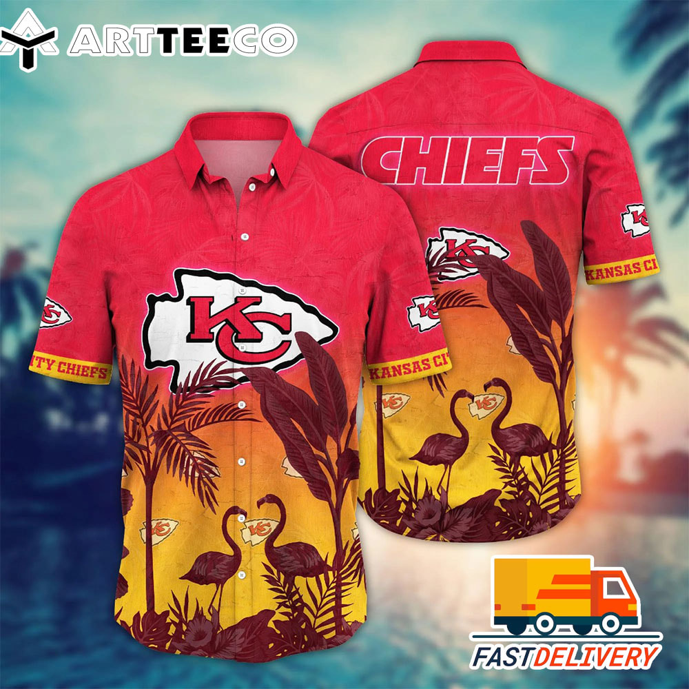 NFL Kansas City Chiefs Hawaiian Shirt Graphic Flamingo Gift For Fans Football Lover