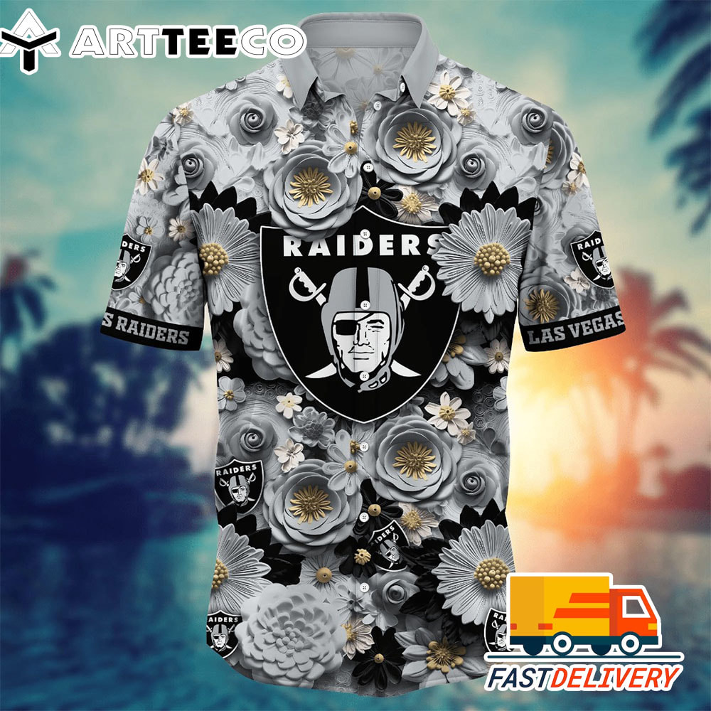 NFL Las Vegas Raiders Hawaiian Shirt Full Flower Gift For Fans Football Lover