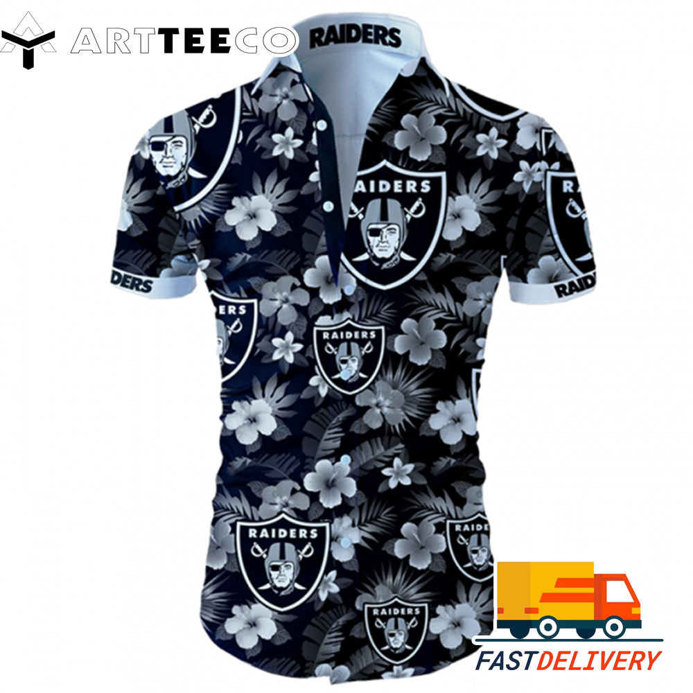 NFL Las Vegas Raiders Hawaiian Shirt Tropical Flower For Fans1