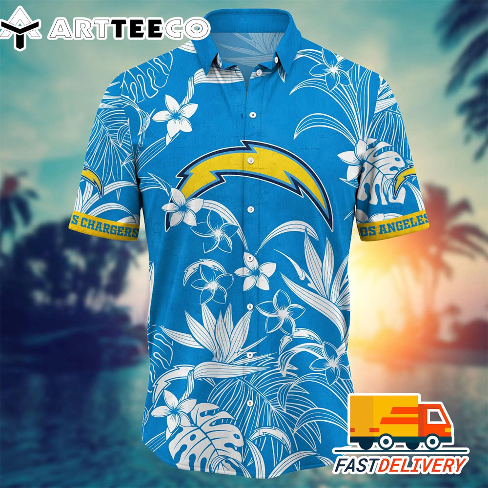 NFL Los Angeles Chargers Hawaiian Shirt Tropical Tree Gift For Fans Football Lover